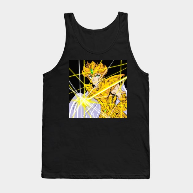 aioria of leo in gold saint myth cloth in saint seiya anime ecopop art Tank Top by jorge_lebeau